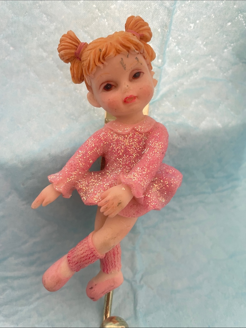 Vintage Ballerina Wall Hook Pink Glitter Tutu Resin Key Jewelry Hanger NWOT